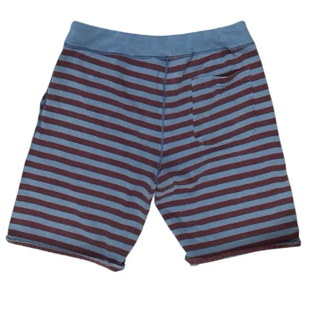 Mauro Grifoni Striped Drawstring Lounge Shorts Blue Burgundy Made in Italy SZ M